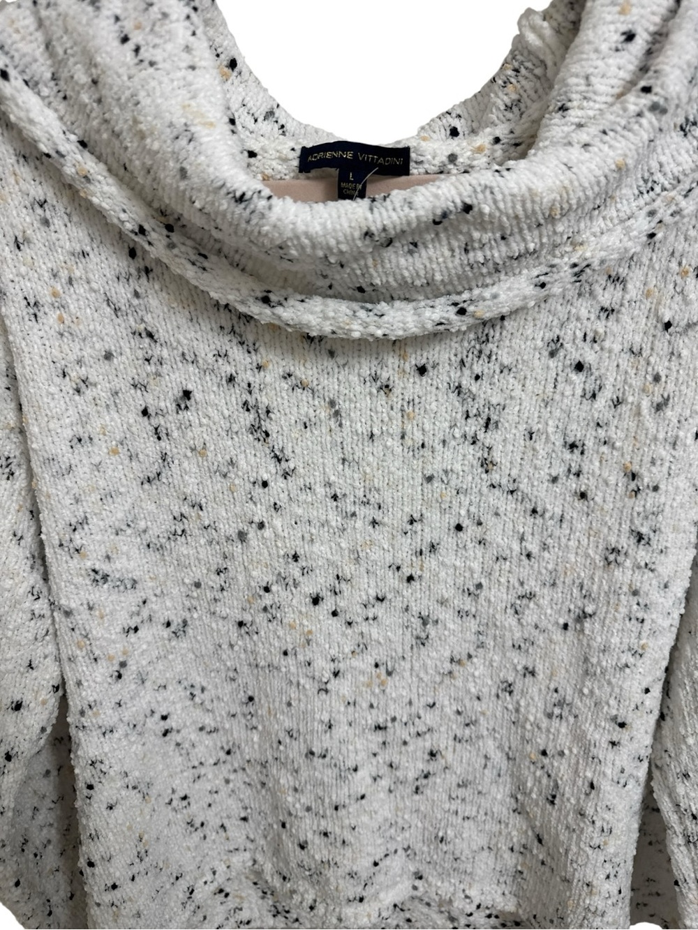 Adrienne Vittadini Speckled Cowl Neck Knit Sweater Size Large NWT - Picture 3 of 8